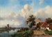 Paisaje fluvial con personajes en la orilla - Charles Leickert — vista de la obra