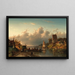 A crossing boat on a river in the evening - Charles Leickert — framed artwork on a wall