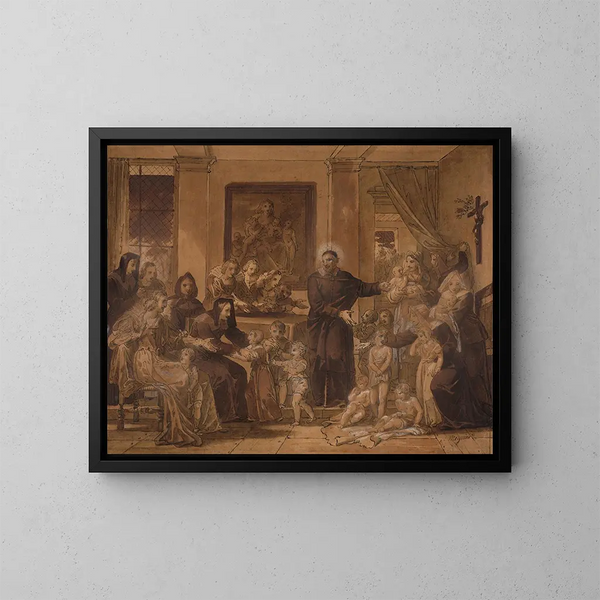 Saint Vincent de Paul en el patio de Luis XIII - Charles Meynier — cuadro enmarcado en la pared
