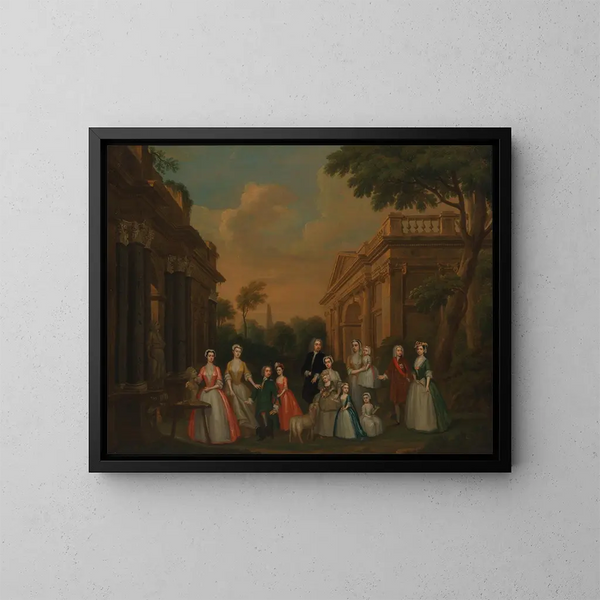 Las familias Watson-Wentworth y Finch - Charles Philips — cuadro enmarcado en la pared