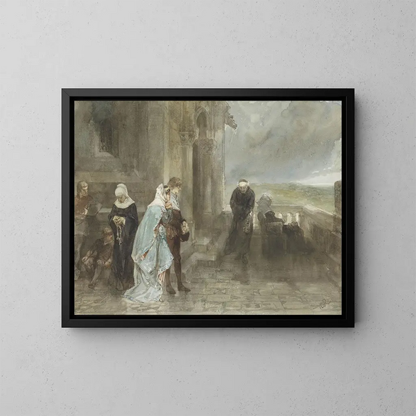 En alerta, escena del siglo XII - Charles Rochussen — cuadro enmarcado en la pared