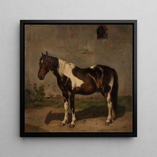 Cheval avec la grange en arrière-plan - Jzef Brodowski