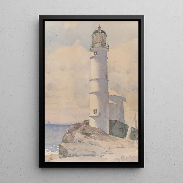 Faro de la isla de Shoals - Childe Hassam — cuadro enmarcado en la pared