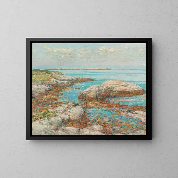 Roches en Appledore por la mañana - Childe Hassam — cuadro enmarcado en la pared