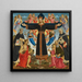Christ on the Cross with Saints Vincent Ferrer, John the Baptist, Mark, and Antoninus - Master of the Epiphany of Fiesole — framed artwork on a wall