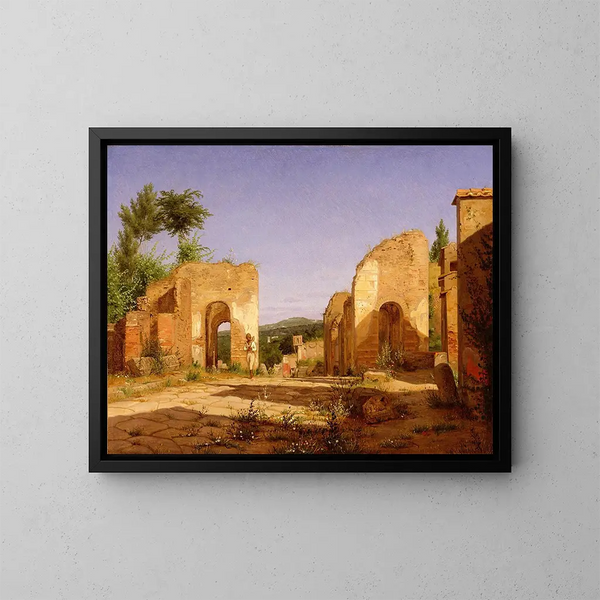 Porte dans la Via Sepulcralis à Pompéi - Christen Købke — cuadro enmarcado en la pared