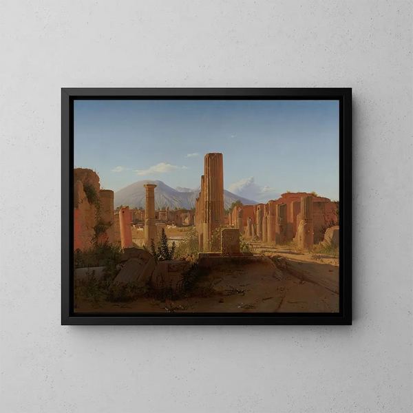 El foro de Pompeya con el Vesubio a lo lejos - Christen Købke — cuadro enmarcado en la pared