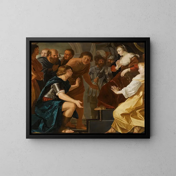 Eneus taking leave of Dido - Christiaen van Couwenbergh — framed artwork on a wall