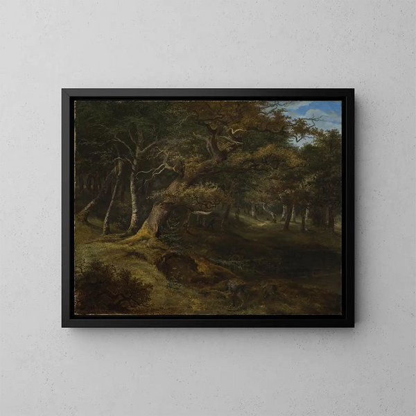 Caza del liebre en un bosque de hayas - Christian Ezdorf — cuadro enmarcado en la pared