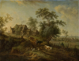 Christian Georg Schtz the elder - Landscape with Farm Animals on a Road.webp