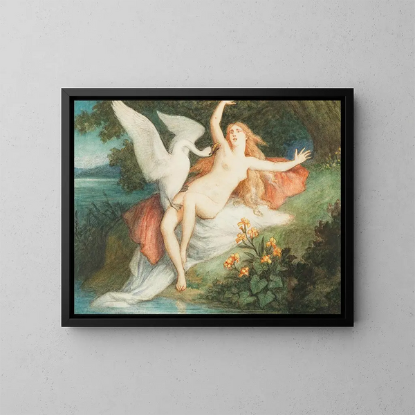 Léda y el cisne - Christian Griepenkerl — cuadro enmarcado en la pared