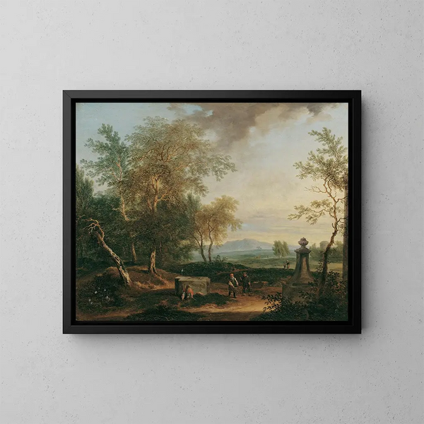 Paisaje con pedestal - Christian Hilfgott Brand — cuadro enmarcado en la pared