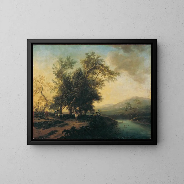 Paisaje con figuras - Christian Hilfgott Brand — cuadro enmarcado en la pared