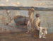 Boys swimming at the edge of the lake - Christian Landenberger — artwork view