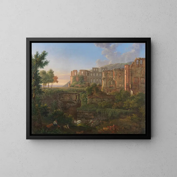 Vista del castillo de Heidelberg - Christian Philipp Koester — cuadro enmarcado en la pared