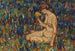 Nu femenino con ramo de flores amarillas Niña en el prado - Christian Rohlfs — vista de la obra