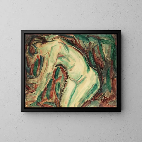 Acto femenino de rodillas - Christian Rohlfs — cuadro enmarcado en la pared