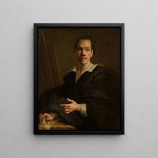 Christian Seybold - Self portrait holding a miniature portrait of the Prince of Liechtenstein.webp