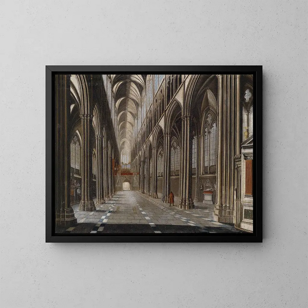 Interior de iglesia gótica - Christian Stöcklin — cuadro enmarcado en la pared