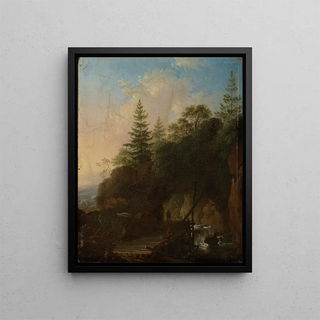 Christian Wilhelm Ernst Dietrich - Gebirgslandschaft mit Wasserfall und hlzerner Brcke.webp