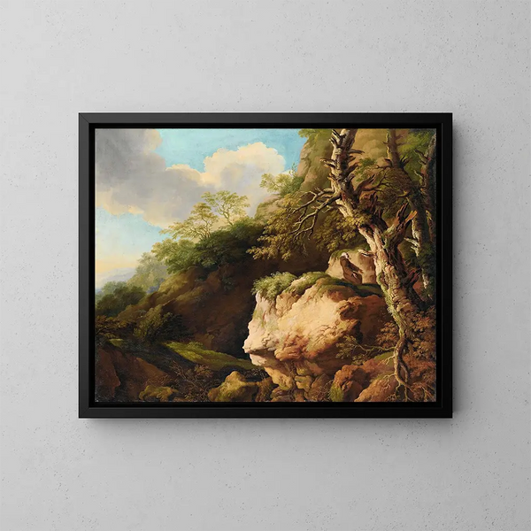 Landscape with a Franciscan Monk - Christian Wilhelm Ernst Dietrich — framed artwork on a wall