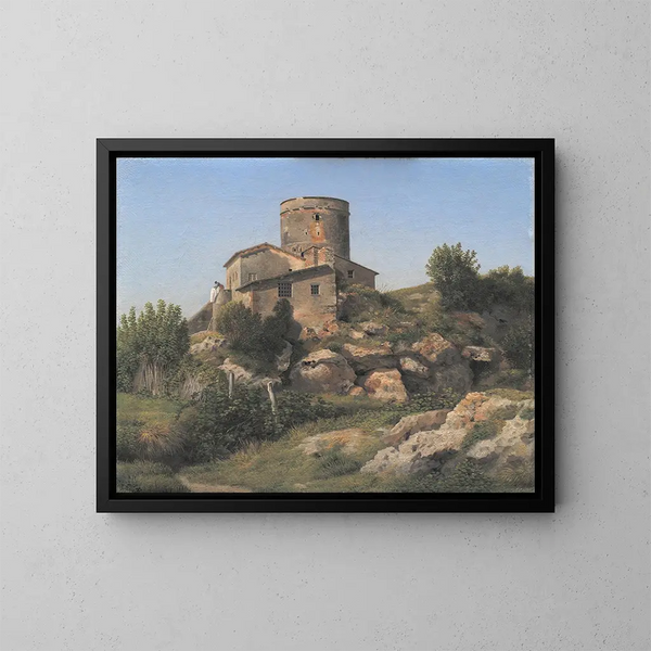 Un edificio cerca de Tor di Quinto, en los alrededores de Roma - Christoffer Wilhelm Eckersberg — cuadro enmarcado en la pared