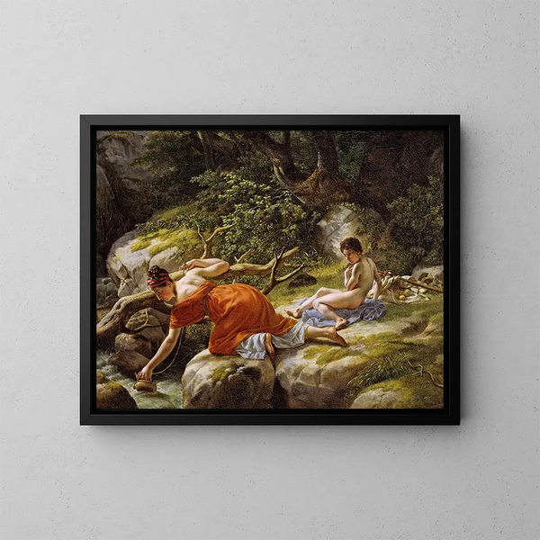 Hagar e Ismael en el desierto - Christoffer Wilhelm Eckersberg — cuadro enmarcado en la pared