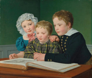 Christoffer Wilhelm Eckersberg - Portrait of CF Holms children Adam Vilhelm Pauline Frederikke and Johan Chr Julius.webp