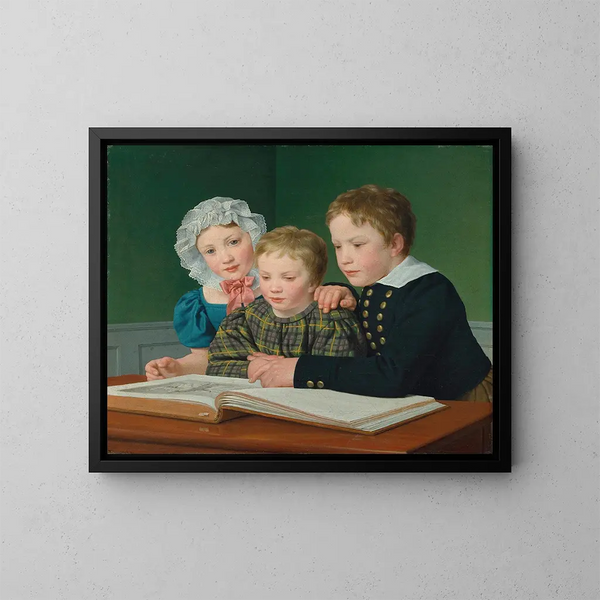retrato de los hijos de CF Holms: Adam, Vilhelm, Pauline, Frederikke y Johan Chr Julius - Christoffer Wilhelm Eckersberg — cuadro enmarcado en la pared