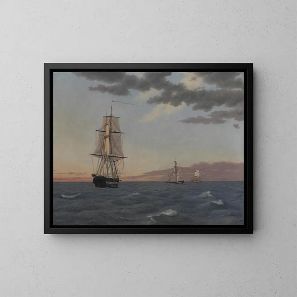 La Corvette Galathea anclada para enviar ayuda al brick Saint Jean - Christoffer Wilhelm Eckersberg — cuadro enmarcado en la pared