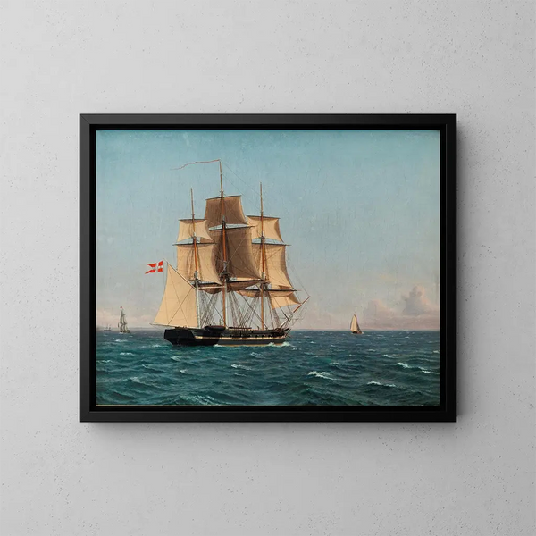 La Corvette Najaden bajo velas - Christoffer Wilhelm Eckersberg — cuadro enmarcado en la pared