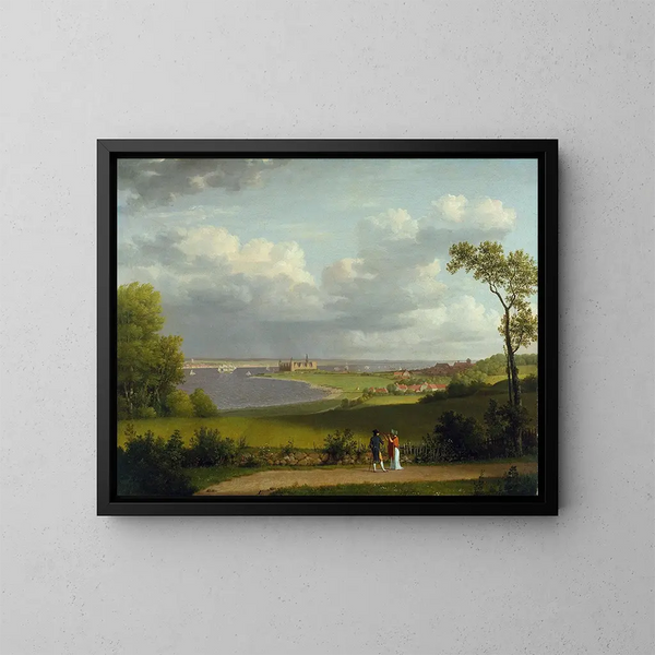 Vista norte del castillo de Kronborg - Christoffer Wilhelm Eckersberg — cuadro enmarcado en la pared