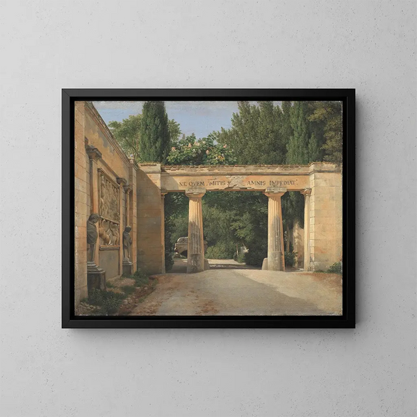 Vista del jardín de la villa Borghèse en Roma - Christoffer Wilhelm Eckersberg — cuadro enmarcado en la pared