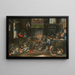 de monos en la cocina - Círculo de Frans Francken el Joven — cuadro enmarcado en la pared