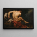 Un guerrero desnudo sentado sobre una roca junto a su escudo y su casco con plumas - Círculo de Jean-Germain Drouais — cuadro enmarcado en la pared