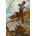 Reproduction of the painting of Two Children on a Wind-Swept Hill - Circle of Jessie Willcox Smith