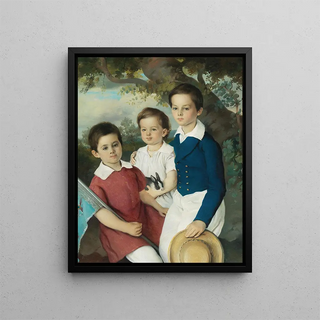 Circle of Joseph Weidner - Portrait of Three Children with Rabbit.webp