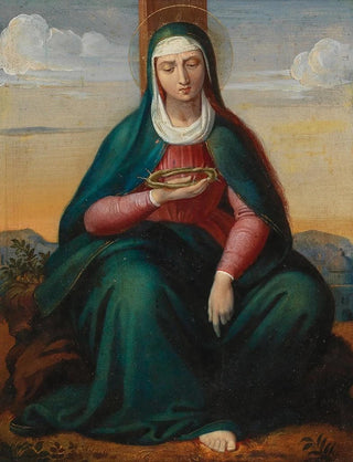 Circle of Leopold Kupelwieser - Mary with Crown of Thorns before a Landscape Background.webp