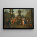 Escena callejera con artistas de la Commedia dell'arte reunidos alrededor de un mono, una urna al fondo - Círculo de Marco Marcola — cuadro enmarcado en la pared