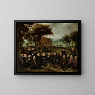 Claes Jacobsz van der Heck - Officieren van de Oude Schutterij van Alkmaar in een landschap.webp