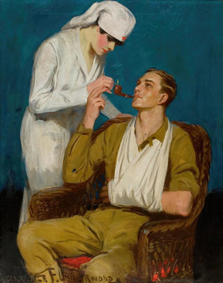 Clarence F Underwood - Nurse Lighting a Pipe.webp