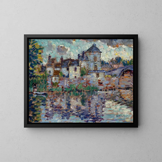 Clarence Montfort Gihon - Town Overlooking a Lake.webp