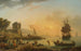 Un gran vista de la costa enriquecida con edificios, barcos y figuras - Claude-Joseph Vernet — vista de la obra
