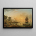 Un gran vista de la costa enriquecida con edificios, barcos y figuras - Claude-Joseph Vernet — cuadro enmarcado en la pared