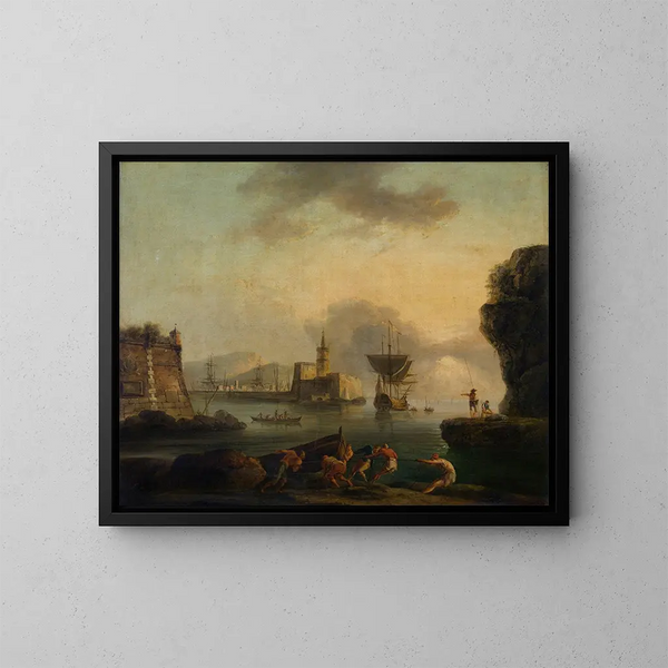 Nápoles - Claude-Joseph Vernet — cuadro enmarcado en la pared