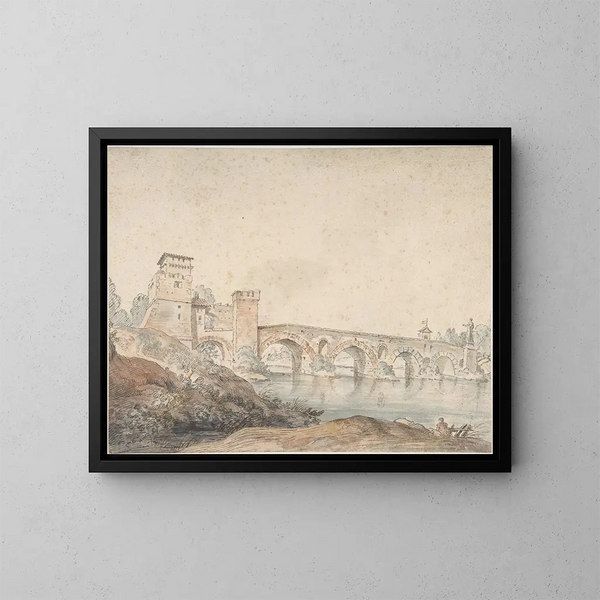 Pont Molle, Rome - Claude-Joseph Vernet — framed artwork on a wall