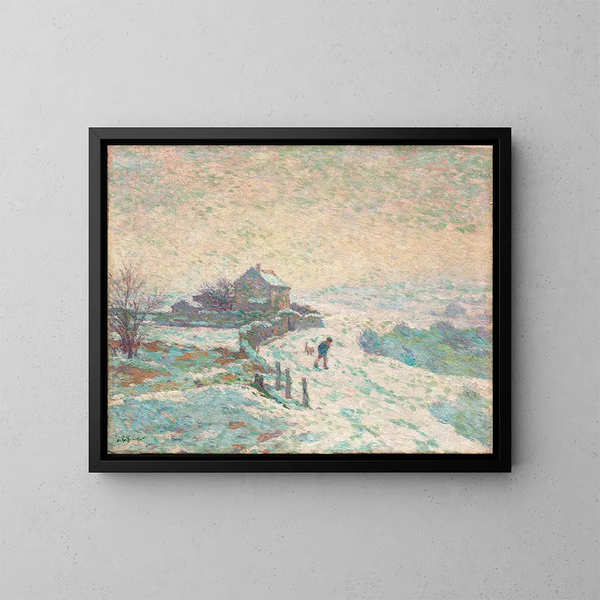 Snowy landscape painting - Claude-Émile Schuffenecker — framed artwork on a wall