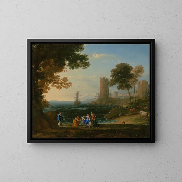 Vista costera con la remoción de Europa - Claude Lorrain — cuadro enmarcado en la pared