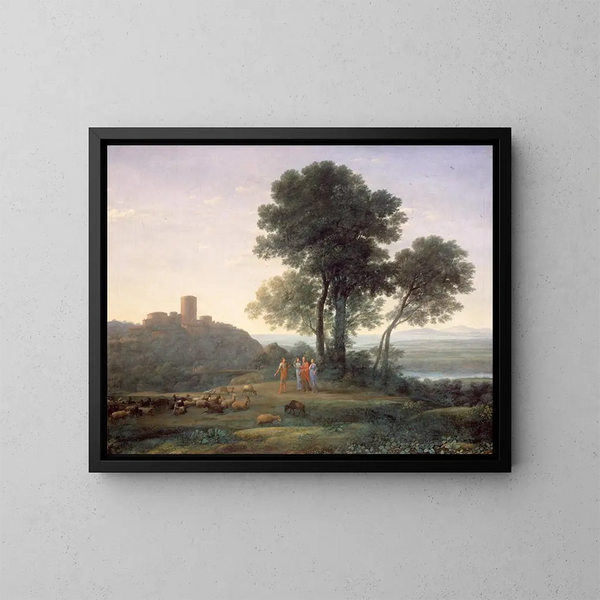 Jacob con Labán y sus hijas - Claude Lorrain — cuadro enmarcado en la pared