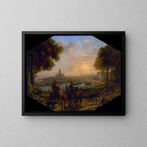 Paisaje con el puerto de Santa Marinella - Claude Lorrain — cuadro enmarcado en la pared